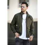 Oksit Juan Slim Fit Su Itici Bağcık Detaylı Kapüşonlu Erkek Mevsimlik Mont Yağmurluk - 2XL - Haki