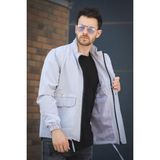 Oksit Juan Slim Fit Su Itici Bağcık Detaylı Kapüşonlu Erkek Mevsimlik Mont Yağmurluk - Gri - 2XL