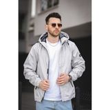 Oksit Ken Slim Fit Kapüşonlu Mevsimlik Mont - Gri - 2XL
