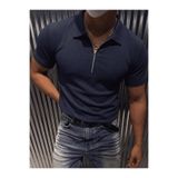 Oksit Luuk Erkek Slim Fit Fermuarlı Polo Yaka Fitilli T-Shirt