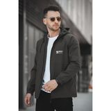 Oksit Mmx Baskılı Suya Dayanaklı Slim Fit Erkek Kapüşonlu Mevsimlik Mont Yağmurluk - Haki