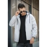 Oksit Mmx Baskılı Suya Dayanaklı Slim Fit Erkek Kapüşonlu Mevsimlik Mont Yağmurluk