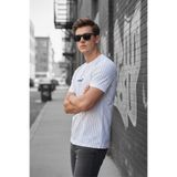 Oksit Moments Of Baskılı İnce Çizgili Premium Jakarlı Slim Fit Likralı Erkek T-Shirt