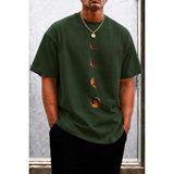 Oksit Moon Baskılı Bisiklet Yaka Pamuklu Erkek T-Shirt Rahat Kesim - Yeşil - XL