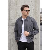 Oksit Muxi Slim Fit Fermuarlı ve Çıtçıt Korumalı Astarlı Suya Dayanıklı Erkek Mevsimlik Bomber Ceket - 2XL - Füme