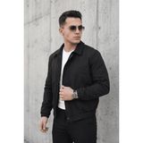 Oksit Muxi Slim Fit Fermuarlı ve Çıtçıt Korumalı Astarlı Suya Dayanıklı Erkek Mevsimlik Bomber Ceket - 2XL - Siyah