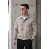 Oksit Muxi Slim Fit Fermuarlı ve Çıtçıt Korumalı Astarlı Suya Dayanıklı Erkek Mevsimlik Bomber Ceket - Taş
