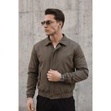 Oksit Muxi Slim Fit Fermuarlı ve Çıtçıt Korumalı Astarlı Suya Dayanıklı Erkek Mevsimlik Bomber Ceket - XL - Haki
