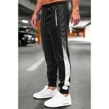 Oksit Perni Erkek Siyah Slim Fit Degrade Şeritli Fermuar Cepli Jogger Eşofman Altı