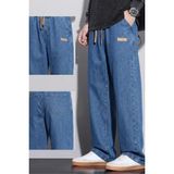 Oksit Reax Rayn Beli Lastikli Ipli Düz Paça Rahat Kesim Erkek Jean Pantolon - Lacivert - 4XL