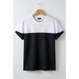 Oksit Reka Jakar Dokulu Panel Detaylı Slim Fit Bisiklet Erkek Yaka Tişört - Siyah - 2XL