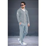 Oksit Remi Slim Fit Dalgıç Kumaş Kapüşonlu Fermuarlı Erkek Eşofman Takımı