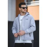 Oksit Save Baskılı Suya Dayanaklı Slim Fit Erkek Mevsimlik Mont Yağmurluk - Gri