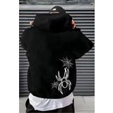 Oksit Spider Ön Baskılı Pamuklu Erkek Sweatshirt