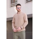 Oksit Stello Kırınkıl Desen Hakim Yaka Erkek Gömlek - 2XL - Camel