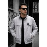 Oksit Trend Style Slim Fit Suya Dayanıklı Erkek Mevsimlik Ceket - Fermuarlı ve Cepli - 2XL - Gri