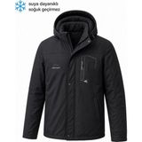 Oksit Tuc 2034 Içi Polar/kürk Astarlı Su Itici Termal Softshell Erkek Mont - Soğuk Geçirmez Spor Kaban Büyük Beden Erkek Mont - 3XL - Siyah