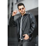 Oksit Vella Vintage Oversize Erkek Deri Ceket Siyah Orta Kalınlık Uzun Kol Düz Desen - 2XL
