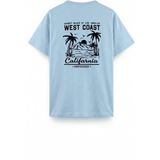 Oksit West Coast Surfriders California Baskılı Erkek Unisex Oversize Tişört Büyük Beden Tshirt - Turkuaz - 5XL