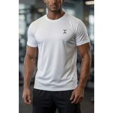 Oksit Xylons Mikro Polyester Nefes Alabilen Hafif Perform Antrenman Sporcu Erkek Tshirt - Beyaz - 2XL