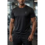 Oksit Xylons Mikro Polyester Nefes Alabilen Hafif Perform Antrenman Sporcu Erkek Tshirt - Siyah