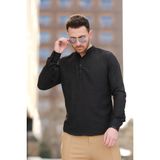 Oksit Zareh Slim Fit Kırınkıl Desen Yarım Pat Hakim Yaka Erkek Gömlek - XL - Siyah