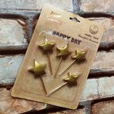 Oktay Sesal Vıp Gold Star Happy Bırthday Candle 5 Adet Metalik Gold Yıldızlı Pasta Mumu Yıldız Doğum Günü Mumu