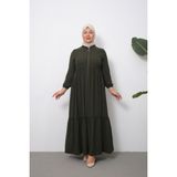 Oktayusta Collection Çift Kat Büzgülü Mevlana Ferace - 3 - 00410 Haki