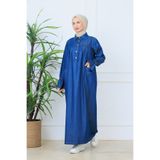 OKTAYUSTA COLLECTİON Robalı Gömlek Yaka Geniş Cepli Yarım Pat Düğmeli Mevlana Kot Elbise