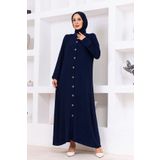 OKTAYUSTA COLLECTİON Sade Günlük Cepli Düğmeli Tam Boy Ferace Lacivert