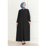 OKTAYUSTA COLLECTİON Sade Günlük Tam Boy Gizli Patlı Siyah Ferace