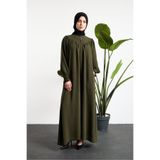 OKTAYUSTA COLLECTİON V Robalı Mevlana Kesim Gipe Dikiş Detaylı Tessettür Ferace Haki