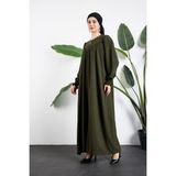 Oktayusta Collection V Robalı Mevlana Kesim Tessettür Ferace Siyah - Haki - 1