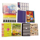 Okul Defteri Seti 9'Lu - Resim, Müzik, Çizgili, Kareli Defter + Tanex Etiket - Moda Mopak Style