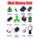 Okul Deney Seti - 8 Gunes Paneli, Duy, Anahtar, Pil, Motor, Krokodil Full Set
