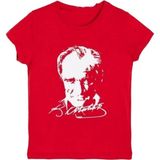 Okul Dükkanım Atatürk Baskılı Kırmızı Tişört - 9 - 10 Yaş - 105 - Kırmızı