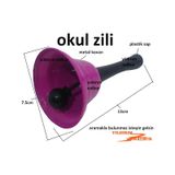 Okul El Zili Çanı Metal Çanak Plastik Sap İnce Sesli Ders Çanı Ku