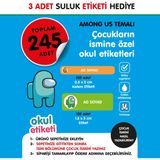 Okul Etiketi Among Us Temalı Isme Özel Okul Etiketi Suluk Etiketi Hediyelidir Stıcker Toplam 245 Adet