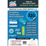 OKUL ETİKETİ BASKI MEGA ASTRONOT AYDA TEMALI PAKET İSME ÖZEL OKUL ETİKETİ / STICKER TOPLAM 320 ADET