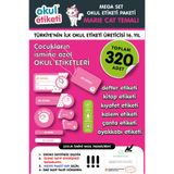 OKUL ETİKETİ BASKI MEGA MARIE CAT TEMALI PAKET İSME ÖZEL OKUL ETİKETİ / STICKER TOPLAM 320 ADET
