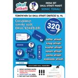 OKUL ETİKETİ BASKI MEGA SONİC TEMALI PAKET İSME ÖZEL OKUL ETİKETİ / STICKER TOPLAM 320 ADET