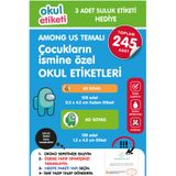 OKUL ETİKETİ BASKI OKUL ETİKETİ AMONG US TEMALI MİDİ PAKET İSME ÖZEL OKUL ETİKETİ / SULUK ETİKETİ HEDİYELİDİR STICKER TOPLAM 245 ADET