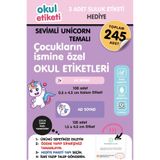OKUL ETİKETİ BASKI OKUL ETİKETİ SEVİMLİ UNICORN TEMALI MİDİ PAKET İSME ÖZEL OKUL ETİKETİ / SULUK ETİKETİ HEDİYELİDİR STICKER TOPLAM 245 ADET