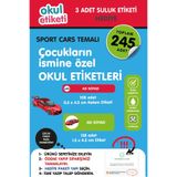OKUL ETİKETİ BASKI OKUL ETİKETİ SPORT CARS TEMALI MİDİ PAKET İSME ÖZEL OKUL ETİKETİ / SULUK ETİKETİ HEDİYELİDİR STICKER TOPLAM 245 ADET