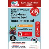 OKUL ETİKETİ BASKI OKUL ETİKETİ SÜPER KAHRAMANLAR TEMALI MİDİ PAKET İSME ÖZEL OKUL ETİKETİ / SULUK ETİKETİ HEDİYELİDİR STICKER TOPLAM 245 ADET