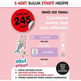 Okul Etiketi Denizkızı Temalı Midi Paket Isme Özel Okul Etiketi / Suluk Etiketi Hediyelidir Stıcker Toplam 245 Adet
