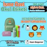 Okul Etiketi Isme Özel Kalem Defter Etiketi (Animal -1) -190 Adet