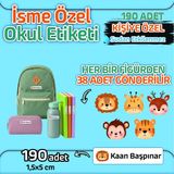 Okul Etiketi Isme Özel Kalem Defter Etiketi (Animal -2) -190 Adet