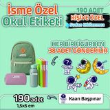 Okul Etiketi Isme Özel Kalem Defter Etiketi (Astronot-1) -190 Adet