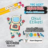Okul Etiketi Isme Özel Kalem Defter Etiketi (Astronot-2) -190 Adet